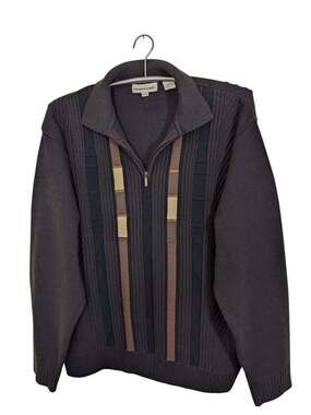 Pronto Uomo Vintage Wool Blend Grandpa Pull Over Sweater Brown Quarter Zip XL